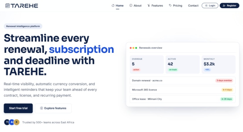 TAREHE - Renewal Management Platform
